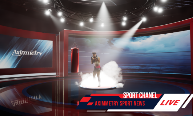 Aximmetry returns to NAB with a sports and esports broadcast themed, green screen and AR demo.